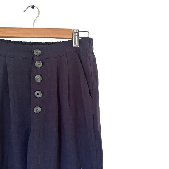 Gentle Fawn Navy Caesar Coastal Grandma High Waisted Linen Pleated Pants XS - Picture 8 of 15